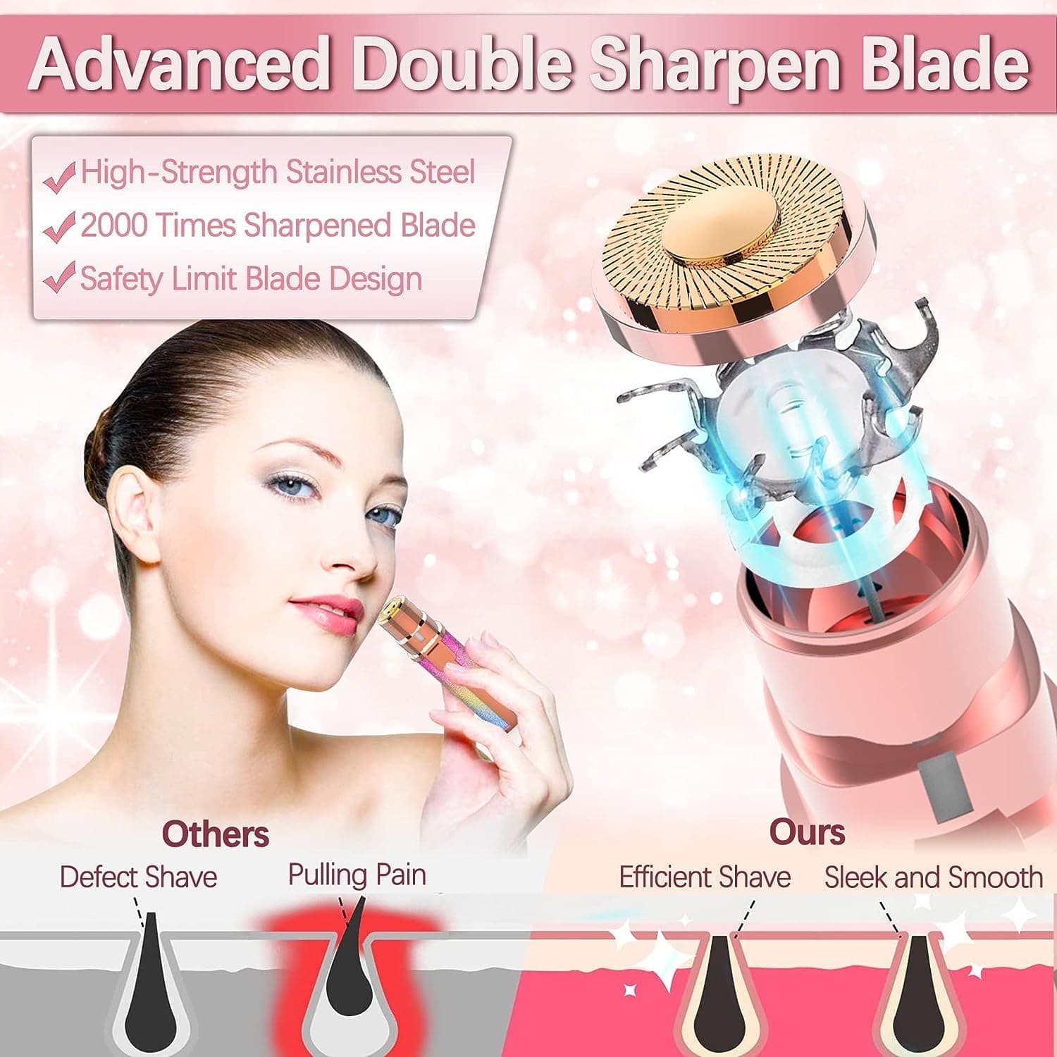 2-in-1 Rechargeable Electric Eyebrow Trimmer and Shaver | Painless Flawless Facial Hair Remover for Women (With Box)
