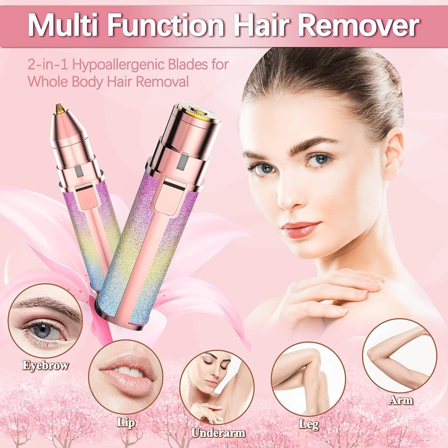 2-in-1 Rechargeable Electric Eyebrow Trimmer and Shaver | Painless Flawless Facial Hair Remover for Women (With Box)