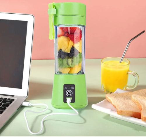 Rechargeable Portable Mini Juicer Blender – 6 Blades, 380ml Outdoor Juicing Cup [Random Color]