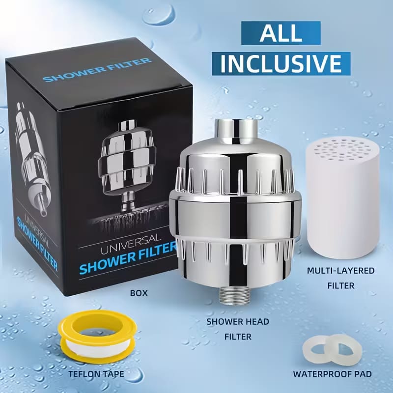 AquaSaaf 20-Stage Shower Filter | Advanced Hard Water Softener That Removes 99% Chlorine for Healthier Hair & Skin