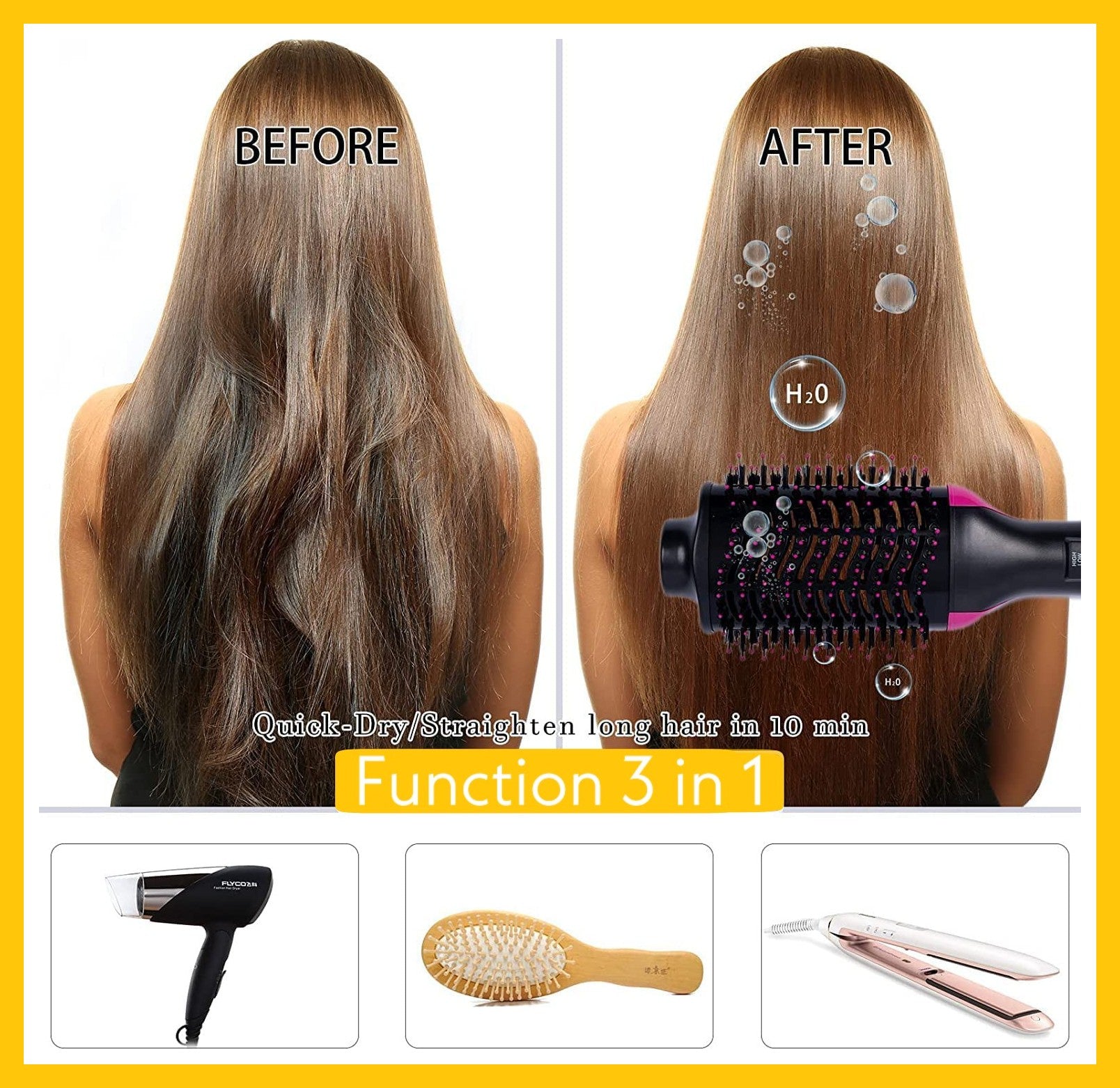 3-in-1 One-Step Hair Dryer Brush | Hot Air Styling Tool for Volume, Straightening & Curling – Easy Salon-Style Results at Home